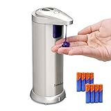 Homder Fingerprint Resistant Brushed Stainless Steel Automatic Soap Dispenser with 2-Pack Batteries