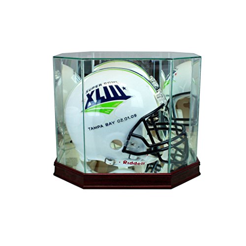 Octagon Football Helmet Display Case (Cherry w/ UV) - Thumbnail 2