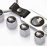 BMW M Stem Valve Caps and Chrome Keychain Combo Set