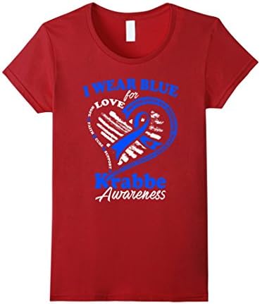Womens Krabbe Awareness Shirt - I Wear Blue For My Hero Large Cranberry
