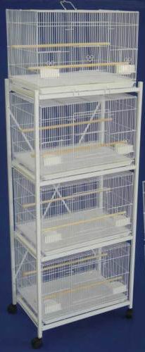 Mcage Lot of Four Aviary Breeding Bird Cages 30x18x18 with Stand – White