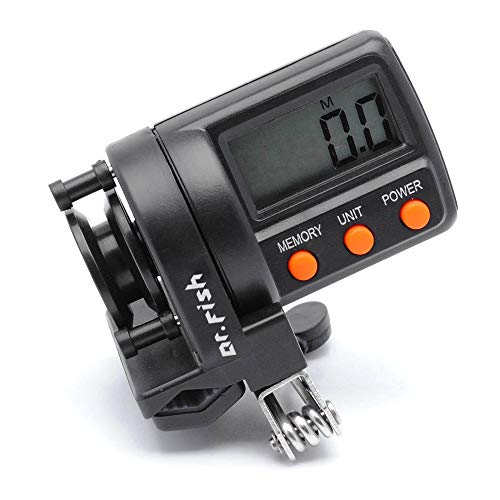 Fishing Line Counter Digital Clip-on Yardage Deepth Gauge 999FT 10 Groups Data Trolling Jigging 180 Degree 2-Way Adjustable LED Screen