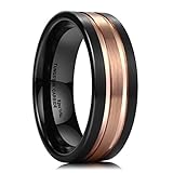King Will DUO 8mm Tungsten Carbide Ring Two-Tone Black Rose Gold Plated Brushed Finish Comfort Fit