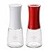 Kyocera 2-Piece Pepper, Salt, Seed and Spice Everything Mill Set with Adjustable Advanced Ceramic Grinder, Brilliant White/Candy Apple Red , 3.5”H x 4.8”W x 7.9”L