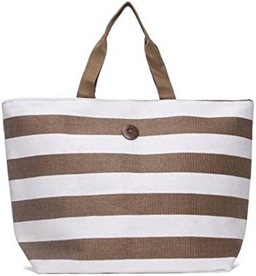 Cappelli Straworld Extra Large Toyo Striped Beach Town Tote Bag (Brown &amp; White)