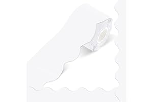 STARLIBOO 60 Feet Bulletin Board Borders, White Scalloped Rolled Border Trim for School, Classroom & Offices