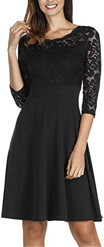Akivide Women's Cocktail Swing Party Dress, 1950s Vintage Dress with Lace Neck