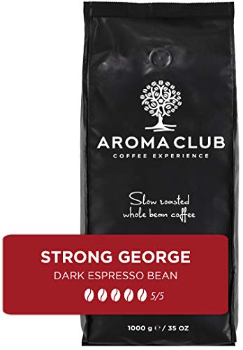 Aroma Club Kaffeebohnen 1 kg – Strong George Dark röstung – brasilianisch – Slow Roast – Für alle Kaffeemaschinen