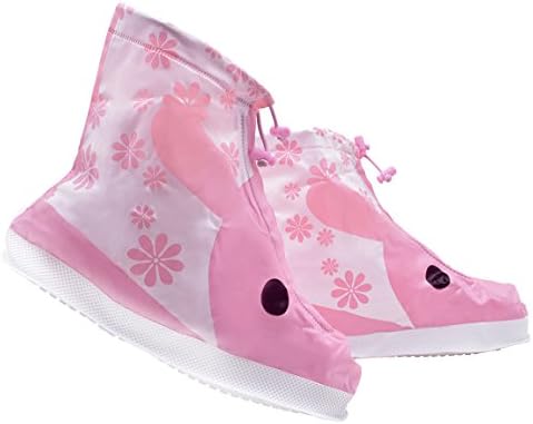 Nuoousol Cute Shoes Covers Waterproof Slip-resistant Rain Overshoes Women Girl Kids Foldable PVC Boot Covers for Outdoor,Travel,Capming,US M