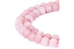 jennysun2010 Natural Matte Frosted Rose Quartz Gemstone 8mm Round Loose 50pcs Beads 1 Strand for Bracelet Necklace Earrings J