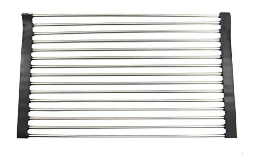 Obecome Stainless Steel Kitchen Dish Drainer Rack– Rollable, Foldable, Durable and Easy to Store (Black) - Thumbnail 2