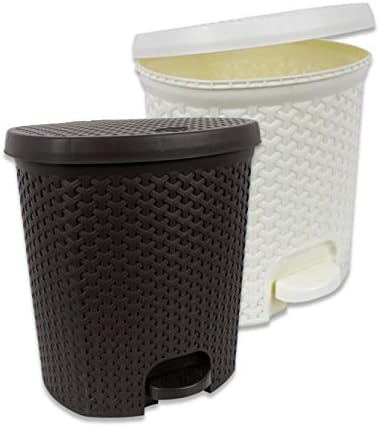 Rubbish Bin Small Rattan Effect Pedal Bin 7 L Brown or White brown