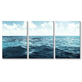3 Piece Canvas Wall Art for Living Room Bedroom Home Artwork Blue Ocean Sea Paintings Ready to Hang - 16"x24" x 3 Panels