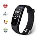 Fitness Tracker Aneken Activity Tracker with Heart Rate Monitor IP67 Bluetooth Smart Bracelet with Sleep Monitor Smart Watch for Android iOS Smartphone, Black