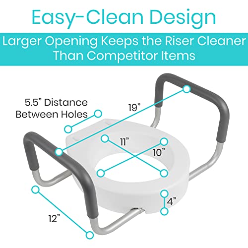 Vive Raised Toilet Seat Riser with Handles Grab Bar Seat for Seniors