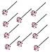 L & L Nation Pink Cz 925 Sterling Silver Bendable Nose Ring 1.2mm Prong Setting Straight Ended 10 Pcs Lot