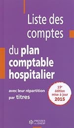 Liste des comptes du plan comptable hospitalier