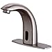 Fyeer Automatic Touchless Sensor Bathroom Faucet, Motion Activated Hands Free Kitchen Sink Tap with Hole Cover Deck Plate, Battery Operated, Brushed Nickel, Hot & Cold Mixer Control, Lead Free