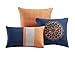 Chezmoi Collection Naomi 7-Piece Navy Orange Paisley Floral Embroidery Comforter Bedding Set (Queen)