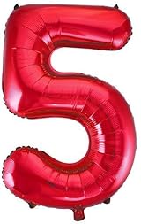 Unique Red Number 5 Shaped Large Foil Balloon 86cm view 3