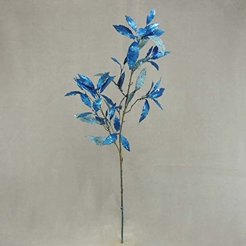 Factory Direct Craft Blue Glitter Leaves Spray