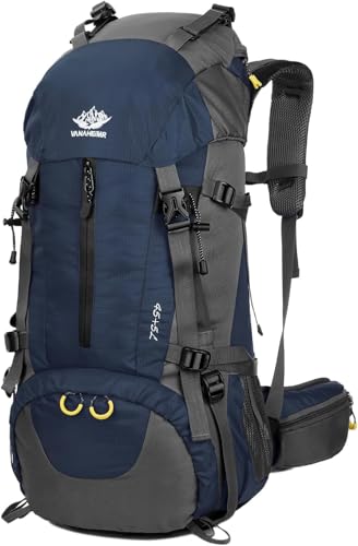 50L Hiking Backpack, Waterproof Camping Essentials Bag with Rain Cover, 45+5 Liter Lightweight Backpacking Back Pack (50L)