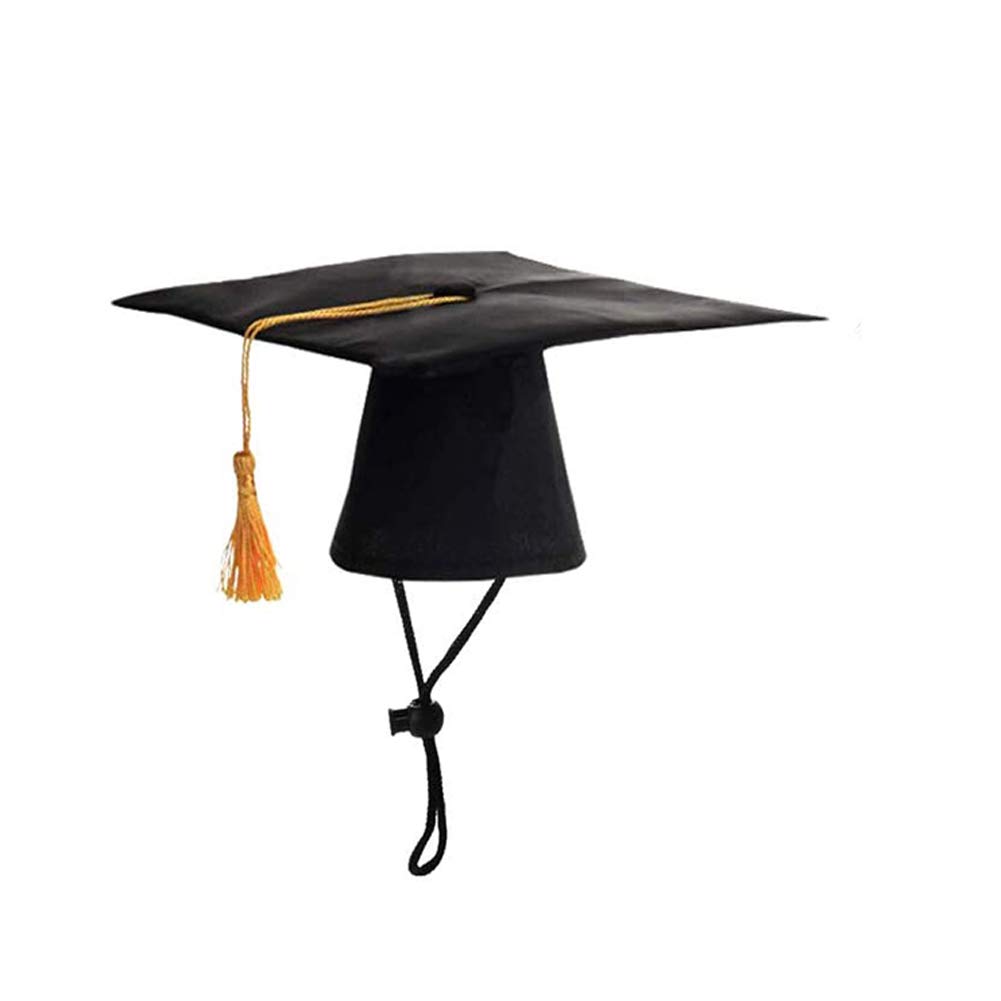 Photo 1 of 1 Piece Black Pet Graduation Hat with Yellow Tassel Pet Graduation Costume Apparel for Photo Prop Costume for Dogs Cats Holiday Accessory