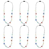 Light Up LED Christmas Holiday Bulb Necklace - 10 mini bulbs / 4 Colors (Pack of 6)