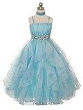 Fashion Plaza Girl's Organza Ruffle Flower Girl Wedding Pageant Dress K0044