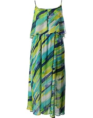 Calvin Klein Blue Womens Plus Printed Maxi Dress @243 Green 16W
