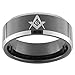King Will Classic 8mm Black Men's Tungsten Carbide Ring Polished Masonic Compass Square Free Mason 10