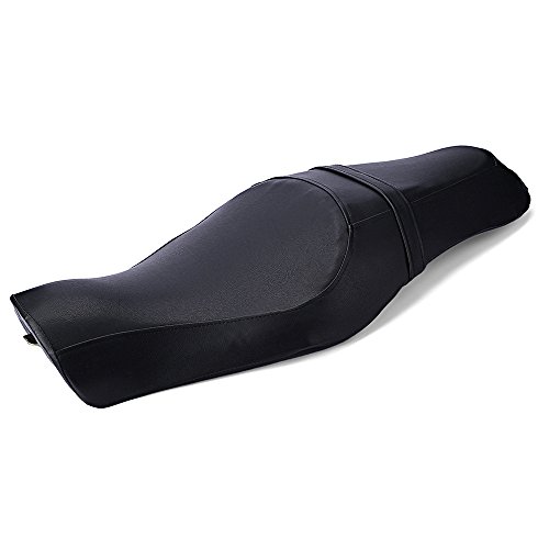Motorcycle Front Rear Seat Rider Passenger Leather Cushion for Harley Davidson Sportster 883 XL1200,by ECLEAR - Black
