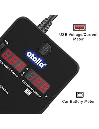 Cargador USB para mechero de coche, 120 W, 12 V 24 V, 3 adaptadores de cargador USB + 2 enchufes para mechero, monitor de corriente voltaje, pantalla de voltímetro y interruptor de encendido