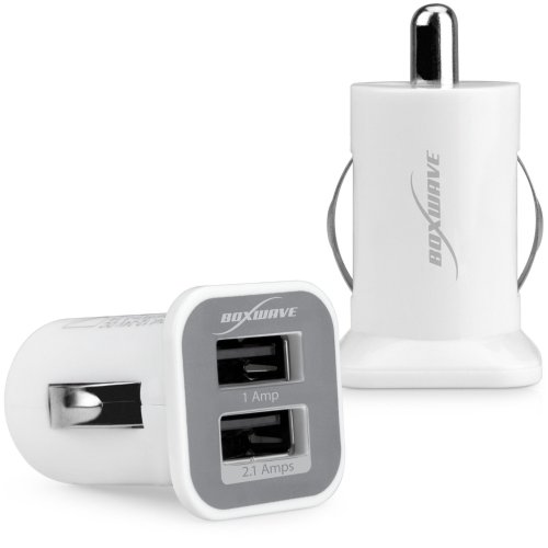 BoxWave Dual Micro High Current T-Mobile myTouch 3G Fender Edition Car Charger - Universal 2-Port, Dual USB Car Charger for T-Mobile myTouch 3G Fender Edition (2.1 Amps - White)