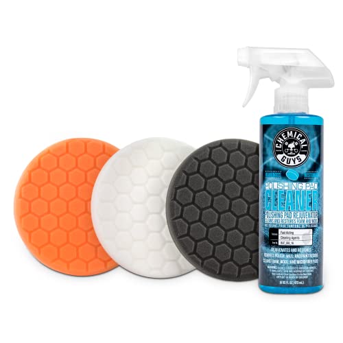 Chemical Guys HEX_3KIT_5 5.5" Buffing Pad Sampler Kit, (1) 16 Fl oz Polishing Pad Cleaner + (3