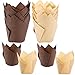 Augshy 120pcs Tulip Cupcake Liners Baking Cups Muffin Liners Tins Treat Cups for Weddings, Birthdays, Baby Showers, Brown and Natural