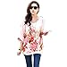 DaySeventh Women Batwing Sleeve Chiffon Shirt Bohemian Flower Oversized Tops