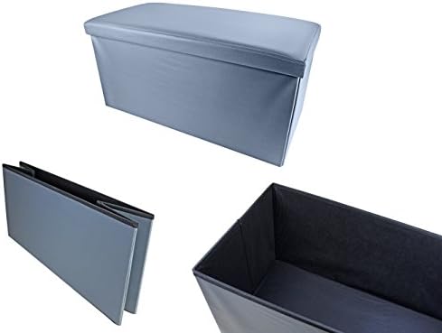 Bayli Asiento cubo XXL con espacio de almacenamiento de piel sintética, caja con tapa 76 x