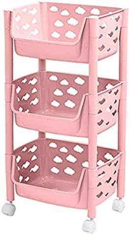 Gadgets Appliances Plastic Fruit And Vegetable Storage Basket Thickened Multi-Layer Kitchen Storage Rack (Pink)