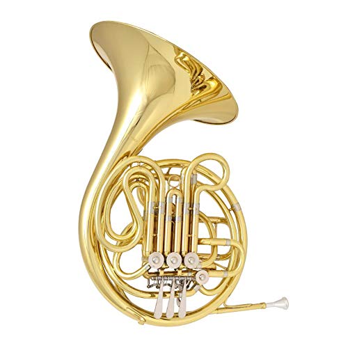 LVSSY-Intermediate Key of F/Bb Double French Horn French Horn Brass Gold Lacquer with Shockproof Backpack Professional Beginner Playing Instrument