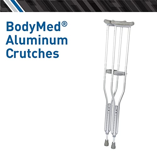 BodyMed Aluminum Crutches, Adult, Medium, 5' 2"5' 10" Pair of