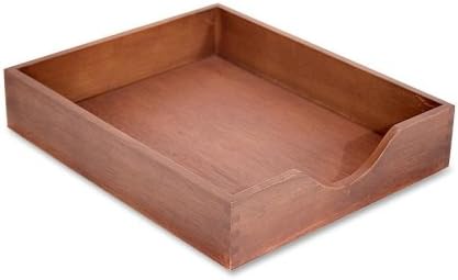 Wholesale CASE of 10 - Carver Walnut Finish Solid Wood Desk Trays-Wood Desk Tray, Letter Size, Walnut