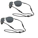 Chums Adjustable 5mm Rope Eyeglass and Sunglass Retainer / Strap, Universal Fit, Black (2 Pack)