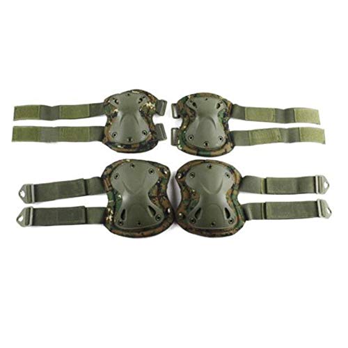 Niome 1 Pair Kneelet and 2 Pcs Elbow Pad Outdoor Tactical Protection Knee Pads Elbow Support Set Military Green