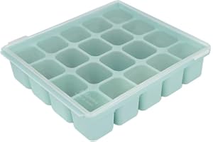 PETINUBE Baby Food Storage Silicone Cubes with Clip-On Lid Freezer Tray Baby Food Soups Purees Ice Easy and Safe Design Made in Korea (20, Ocean Blue)