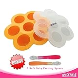 Gotrone Baby Silicone Food Freezer Storage Storage Tray Bpa Free Non Toxic + (Gift!!!) 2 Soft Baby Feeding Spoons