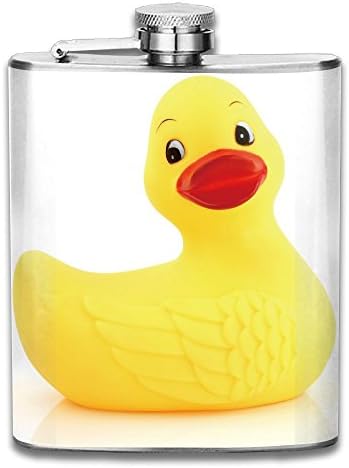 SmallHan Rubber Duck Cute Yellow Squeak Ducky Toy Fun Bubble Bath Animal New Brand 304 Stainless Steel Flask 7oz