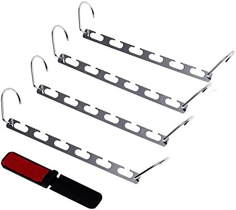 CanGoods Cascading Hanger - Space-Saving Metal Clothes Organizer (4 Pack) Vertical Hangers Cascade for an Organized and Clutter-free Closet - Includes Mini Folding Lint Brush
