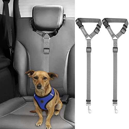 BWOGUE 2 Packs Dog Cat Safety Seat Belt Strap Car Headrest Restraint