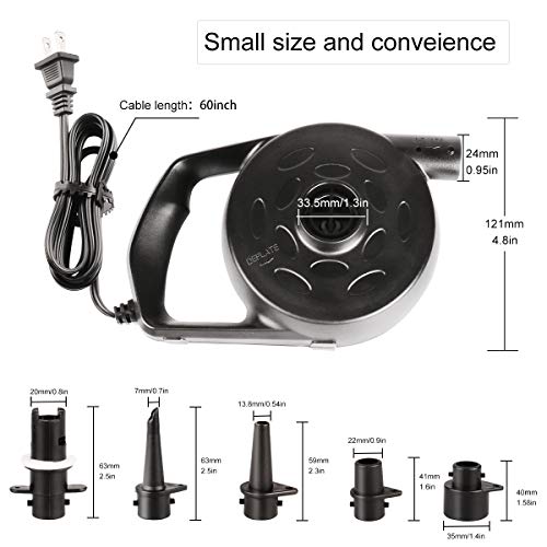 Omont Electric Air Pump Quick-Fill High Power Air Mattress Pump Inflator Deflator Suitable for Yoga Exercise Ball Raft Bed Boat Pool Toy and Balloons with Multiple Nozzles, AC 110-120V - Thumbnail 6